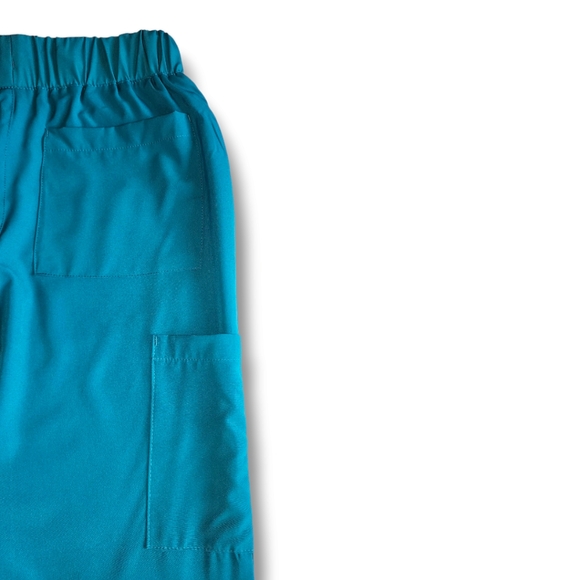 Flexxione Teal Medical Scrub Pants XS Multiple Pockets Straight Leg Confortable - Picture 13 of 16